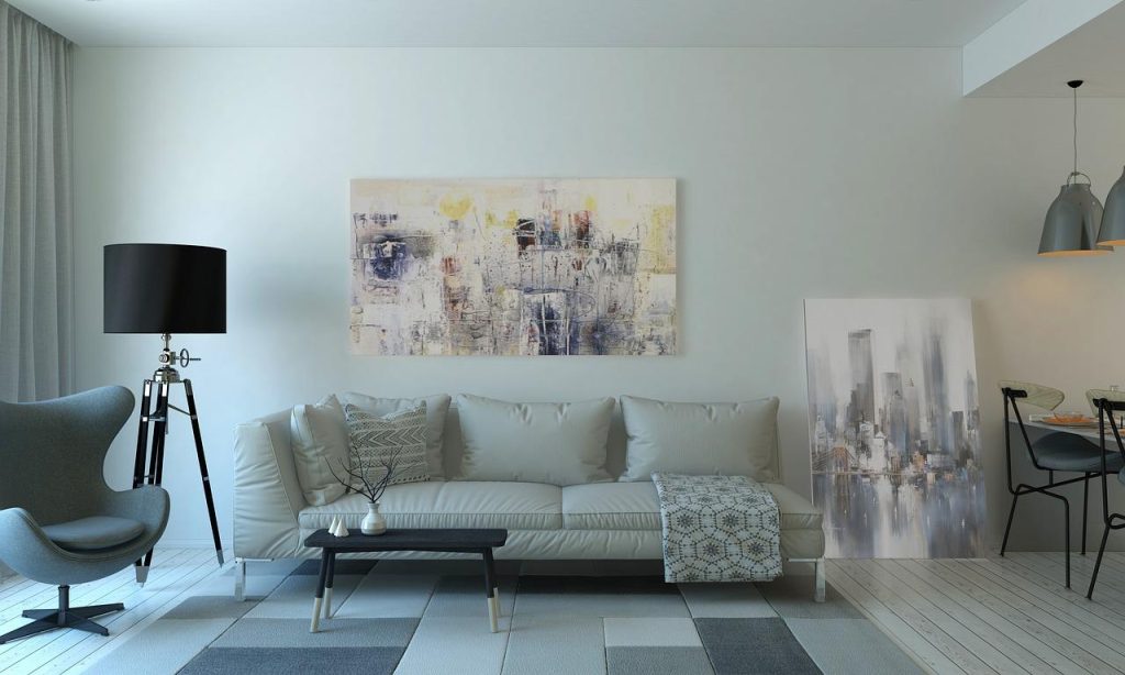 Complete woonkamer inrichting met bank, salontafel en tv-meubel in moderne stijl